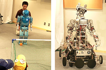 最新ロボットが来場者とふれあいの画像