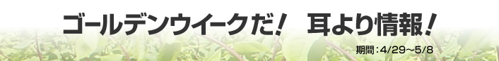 ゴールデンウイークだ！　耳より情報　期間4/29～5/8