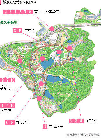 花のスポットの地図の画像