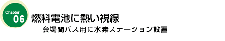 燃料電池に熱い視線　

会場間バス用に水素ステーション設置