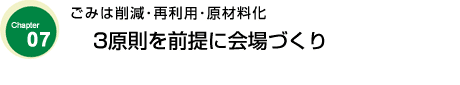 ごみは削減･再利用･原材料化　

3原則を前提に会場づくり