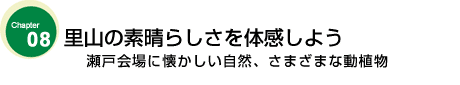 里山の素晴らしさを体感しよう　

瀬戸会場に懐かしい自然、さまざまな動植物