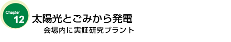 太陽光とごみから発電　会場内に実証研究プラント