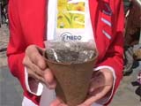 ツアー参加者に生ゴミリサイクル品の鉢植え&肥料プレゼントの画像