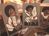 エチオピアのアーティストが描いたシルクスクリーンの画像