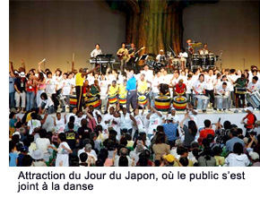 The audience joined in the dancing, too , at the Japan Day Attraction