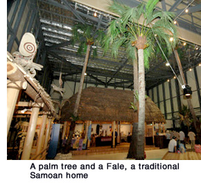 A palm tree and a Fale, a traditional Samoan home