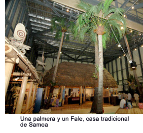 A palm tree and a Fale, a traditional Samoan home