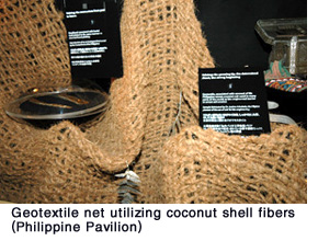 Geotextile net utilizing coconut shell fibers (Philippine Pavilion)