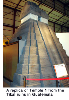 A replica of Temple 1 from the Tikal ruins in Guatemala