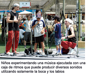 Children experiencing beatbox music of various sounds created using only the mouth and lips