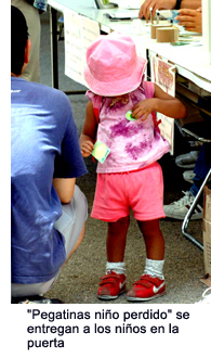 Children are given “lost-child stickers” at the gate