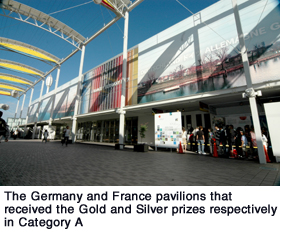 The Germany and France pavilions that received the Gold and Silver prizes respectively in Category A