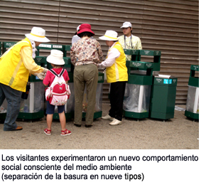 Visitors experienced new, environmentally-conscious social behavior (separation of trash into nine types)
