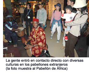 People came into direct contact with a diversity of cultures at foreign pavilions (photo shows the Africa Pavilion)